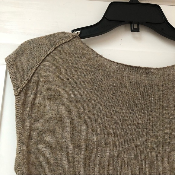 Zara linen blend soft long organic asymmetrical hem body dress heathered M - Picture 9 of 11